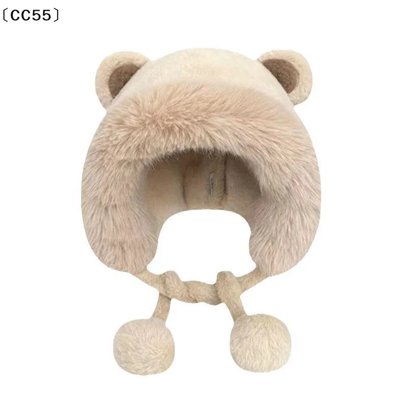Women's Winter Plush Bear Ear Bucket Hat – Fluffy & Warm Winter Plush Hat Qst