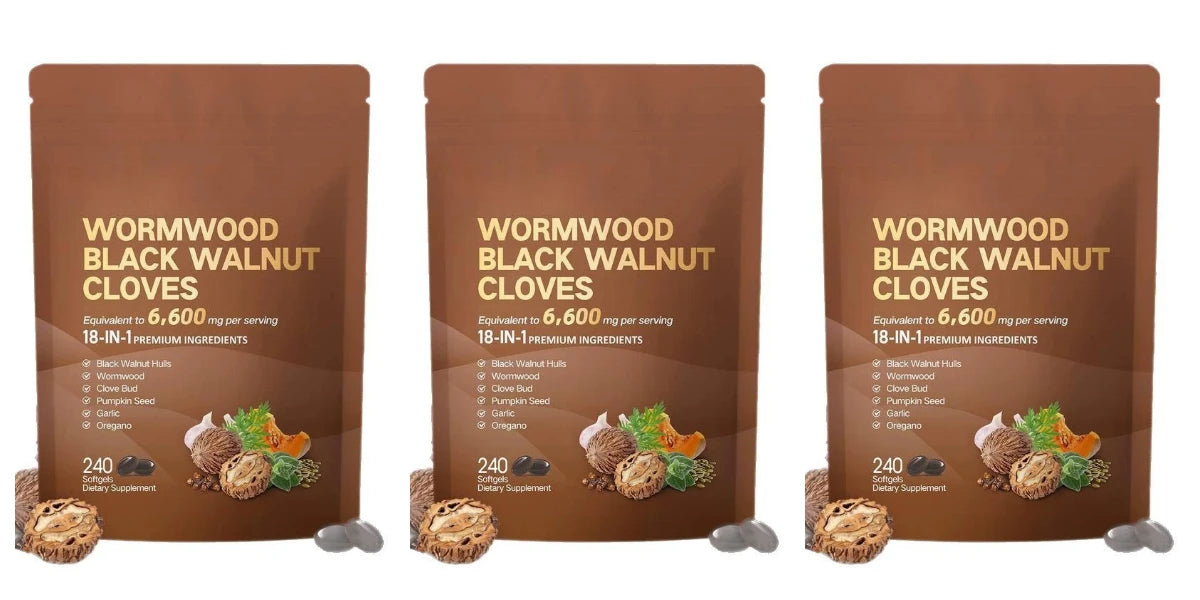 18-in-1 Wormwood Black Walnut Clove Herbal Softgels 240ct Herbal Supplement Qst 3 bags