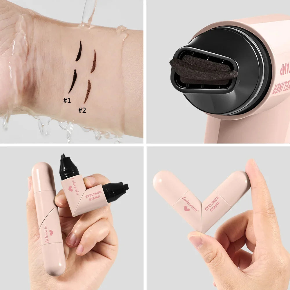 Qme Stamp Eyeliner Pen – Waterproof & Smudge-Proof | 2 Colors Stamp Eyeliner Pen Qme