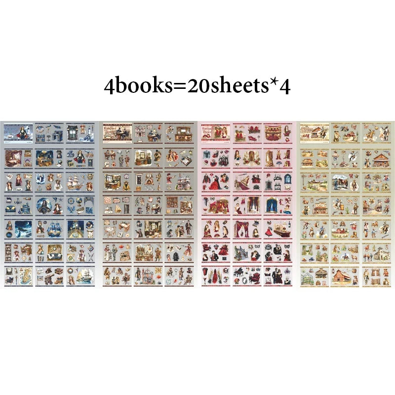 European Vintage Scene Character Sticker Book | Scrapbooking Craft Sticker Book Qme