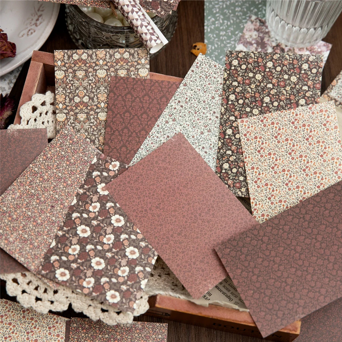 Vintage Gauze Scrapbook Paper Combo – 40 Pc DIY Craft Kit Scrapbook Paper Kit Qme