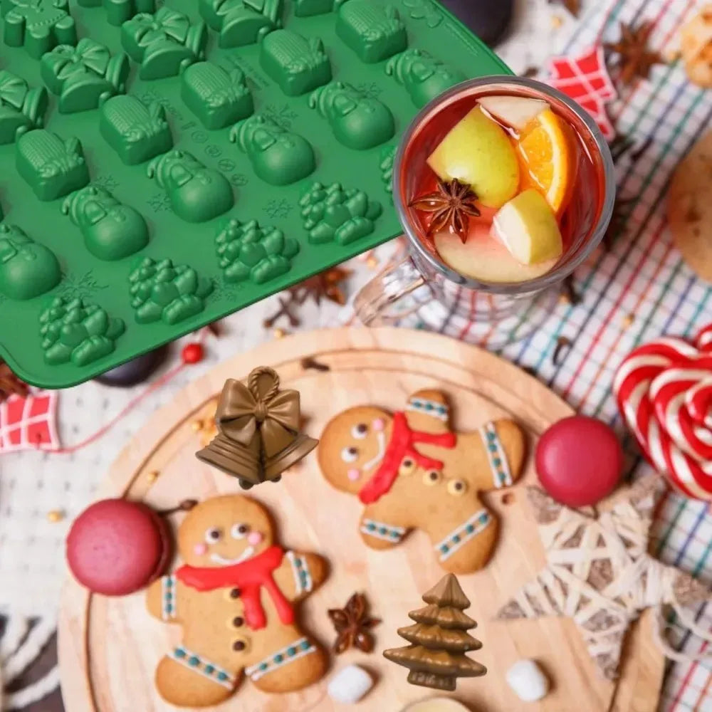 Christmas Silicone Candy Mold – Gingerbread, Tree & Snowman Silicone Candy Mold Qme