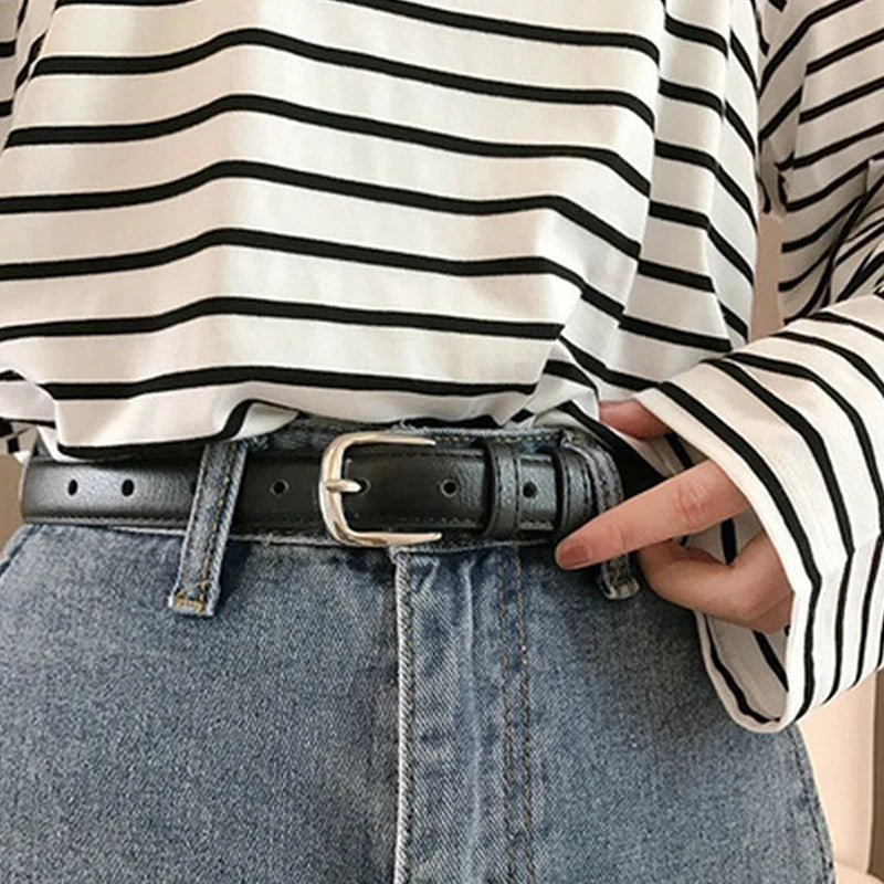 Women's PU Leather Metal Buckle Belt for Dresses & Jeans Women's Fashion Belt Qst
