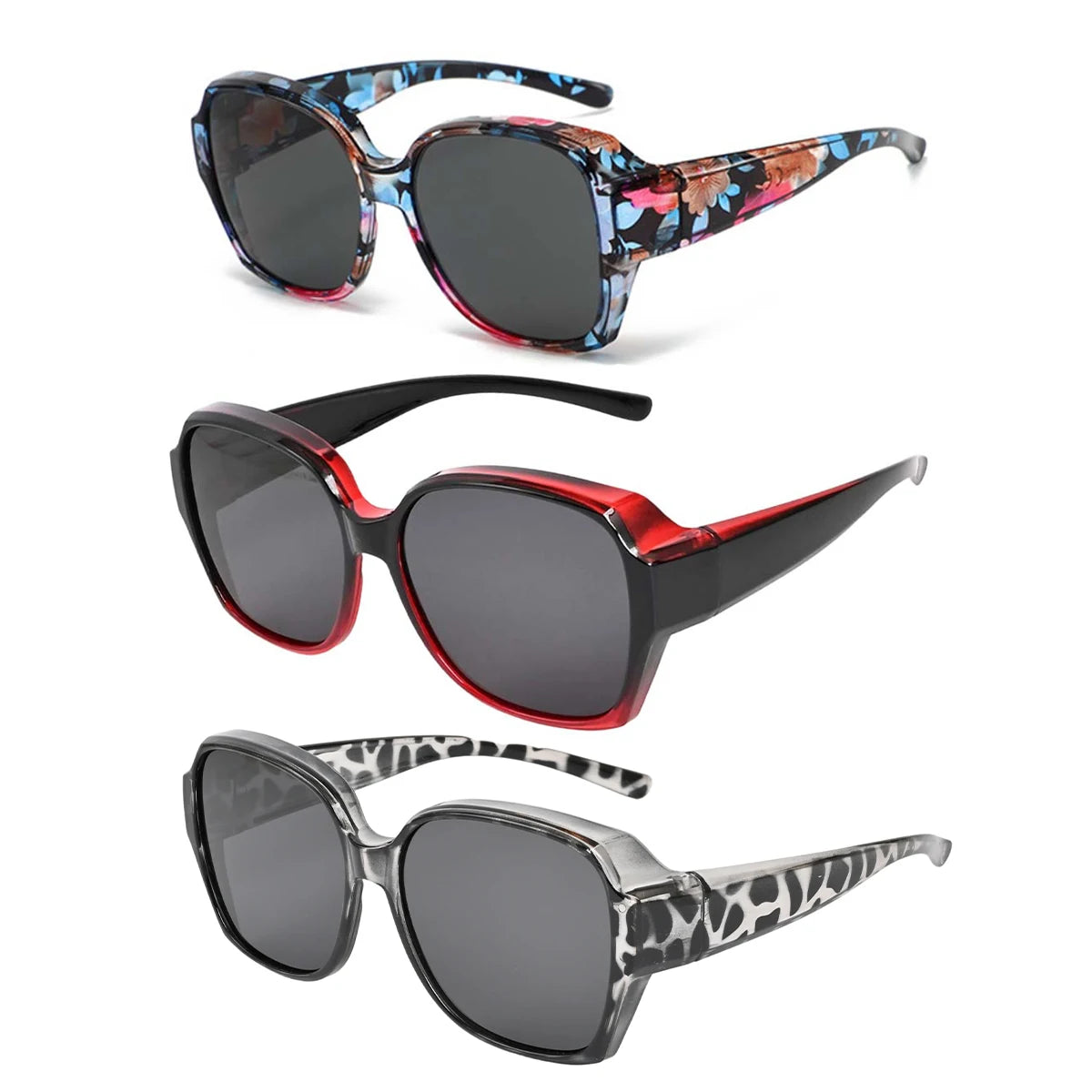 VOPHA Fit Over Sunglasses UV400 Wrap-Around Unisex T01 Fit Over Sunglasses Qst 3PCS-2