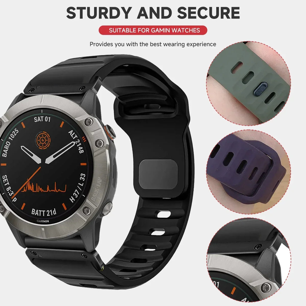 Quickfit Silicone Band Garmin Fenix 8 7X 6X 5X Epix – 22/26mm Silicone Watch Band Qme