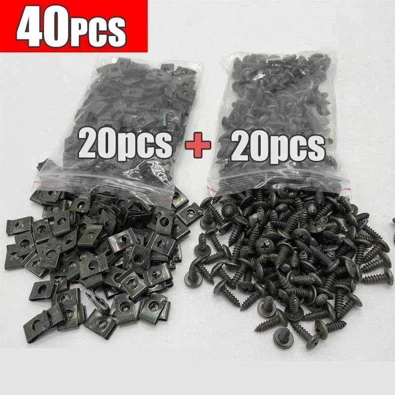 U-Type Metal Clamping Clip Screw Fastener – Car & Motorcycle Automotive Fastener Clip Qme 20set