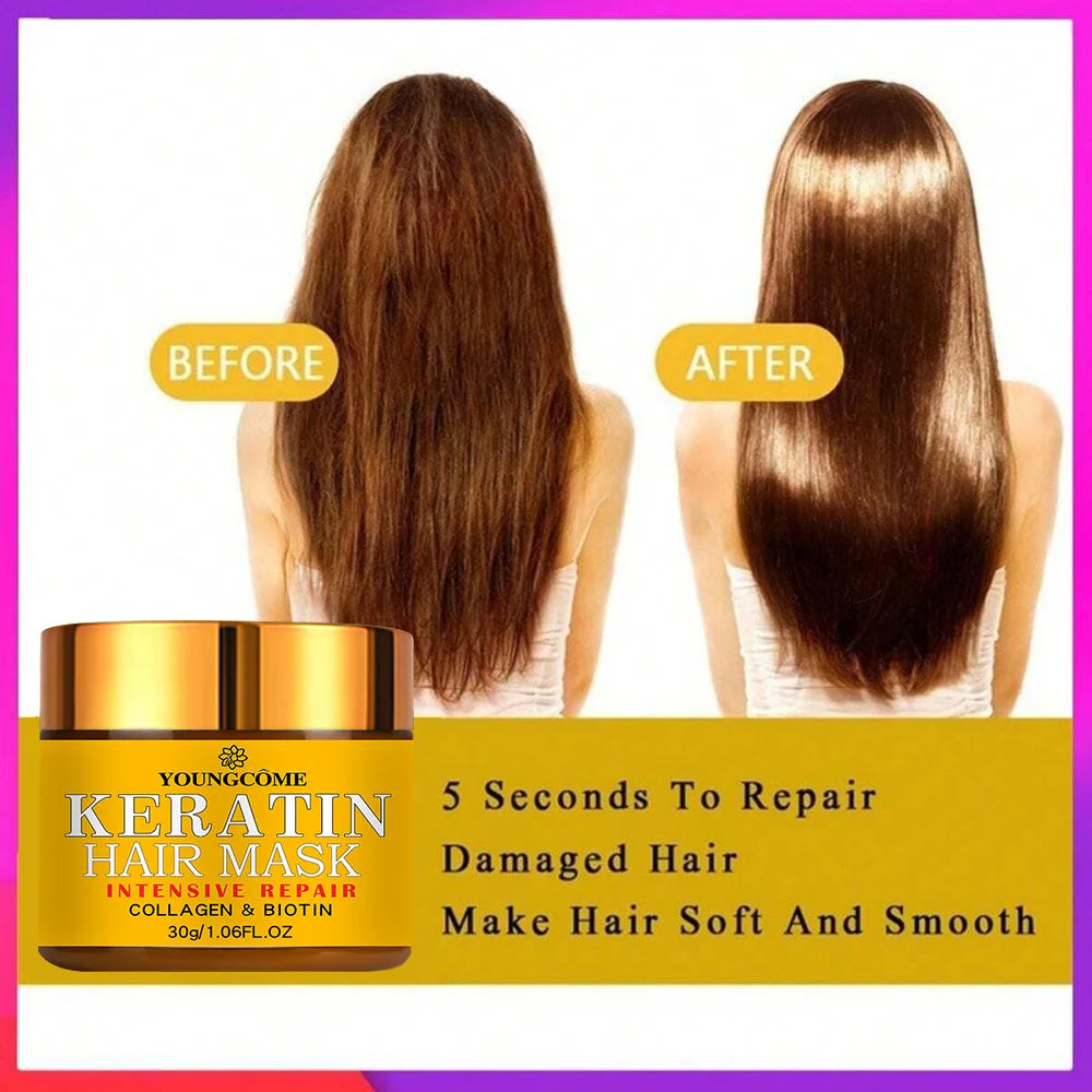 YOUNGCOME Keratin Hair Mask – Biotin & Collagen Treatment Keratin Hair Mask Qst