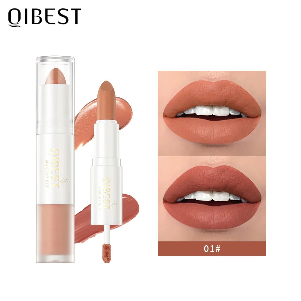 Double Head Matte Lipstick & Lip Gloss 2-in-1 Stick | Qme Lipstick & Lip Gloss Qme