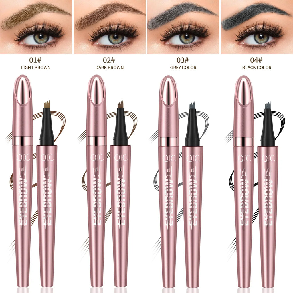 4 Fork Tip 3D Microblading Eyebrow Pencil – Waterproof Dark Brown Microblading Eyebrow Pencil Qme