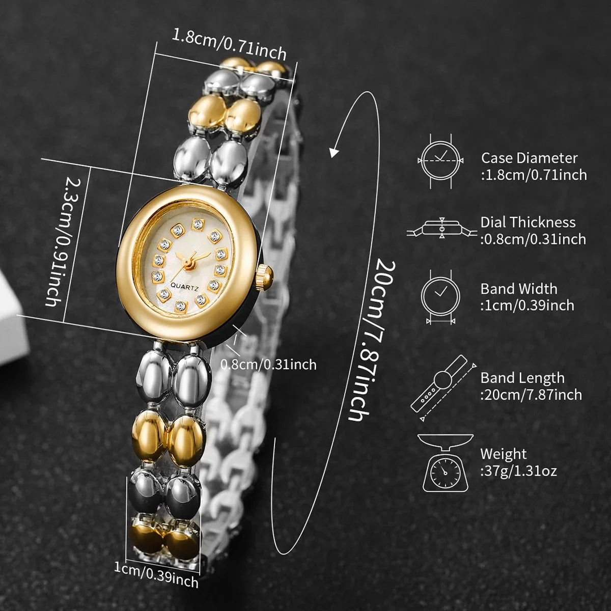 Women's Rhinestone Quartz Bracelet Watch – Elegant Style Bracelet Watch Qme