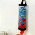 Wall-Mounted Garbage Bag Holder with Hooks – Kitchen Organizer Bag Holder Organizer Qme black