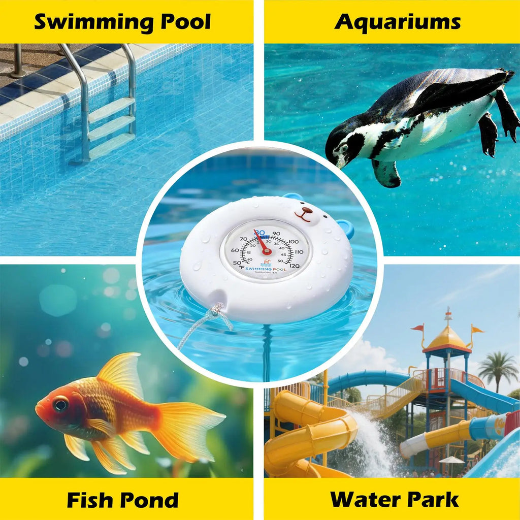 Floating Bear Pool Thermometer – Large Easy-Read Kids Gauge Pool Thermometer Qme