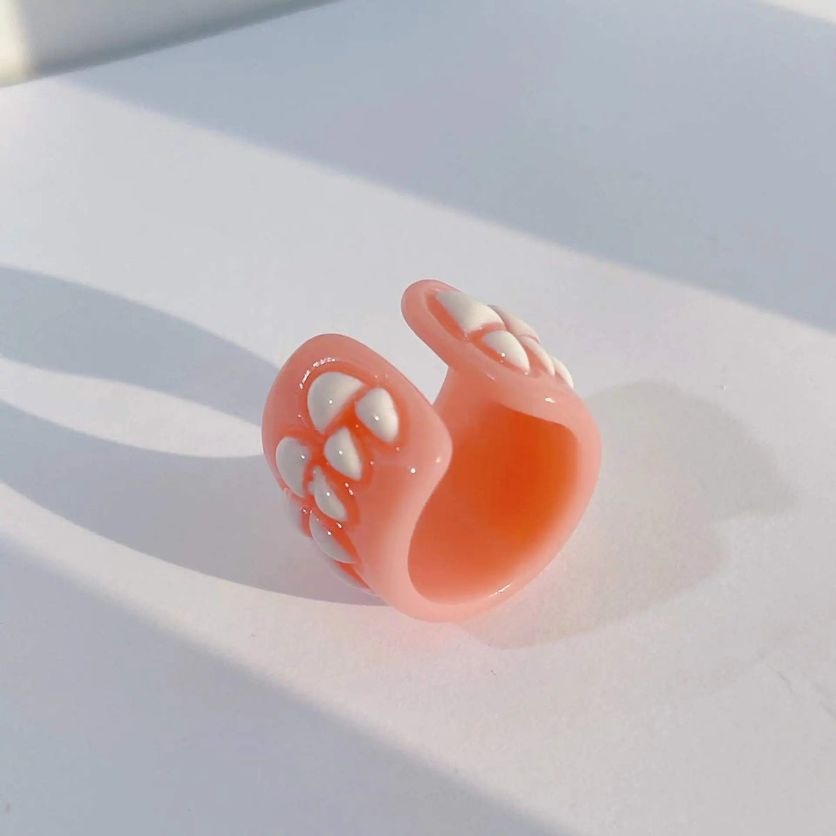 Creative Teeth Design Resin Open Ring – Unisex Gothic Jewelry Resin Fashion Ring Qme