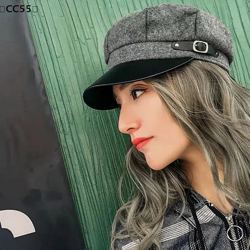 Vintage Newsboy Beret Hat – Adjustable Octagonal Cap for Women Newsboy Beret Hat Qst