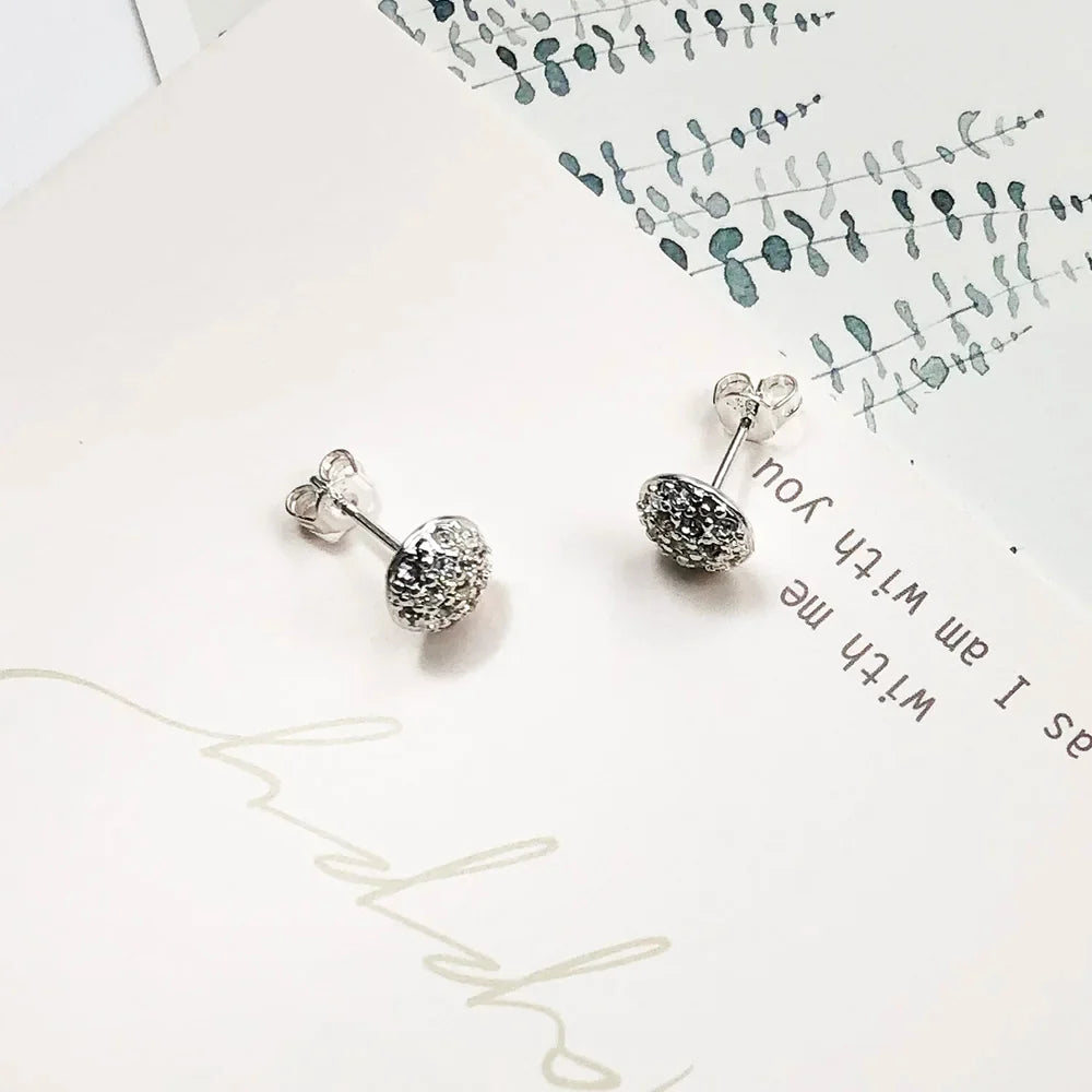 White Zircon Ball Stud Earrings | 925 Sterling Silver Women Stud Earrings Qme