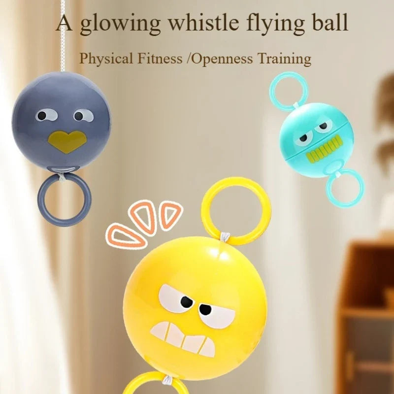 LED Luminous Whistle Flying Ball Toy – Rotating Cable Light LED Spinning Toy Qme
