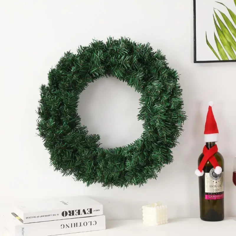Green PVC Christmas Wreath with Dense Pine Needles | 30 & 40cm Christmas Wreath Qme