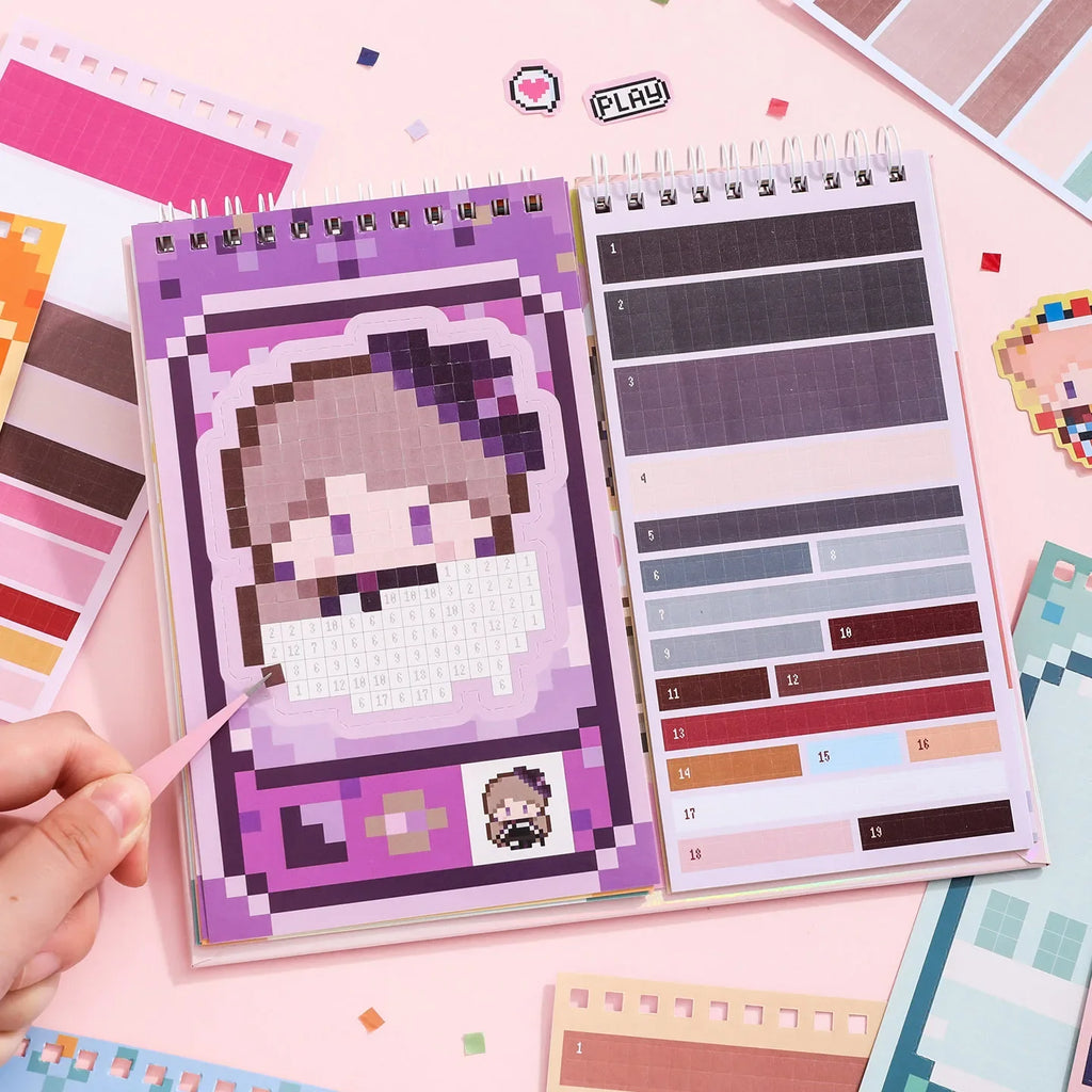 36-Sheet Pixel Bead Sticker Book – Gaming Console DIY Craft DIY Sticker Book Qme