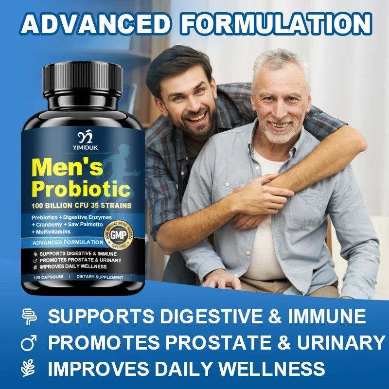 Yimiduk Men's Probiotic 120 Capsules – Gut & Digestive Support Probiotic Supplement Qst