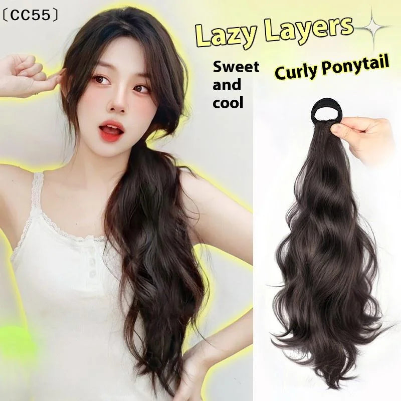 Natural Wave Fake Ponytail Extension – Elastic Band Low Tie Ponytail Hair Extension Qst