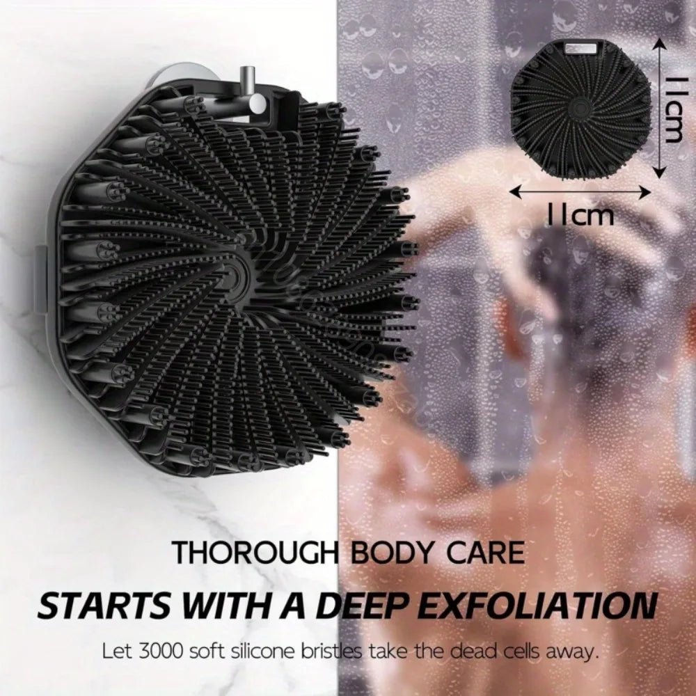 Silicone Back Brush Shower Scrubber with Handle – 6 Colors Silicone Bath Brush Qme
