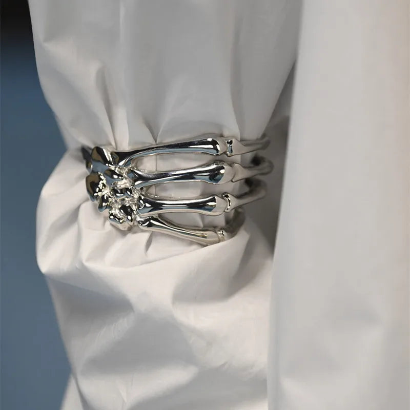 Punk Skull Ghost Claw Bracelet – Goth Metal Cuff | Men & Women Cuff Bracelet Qme