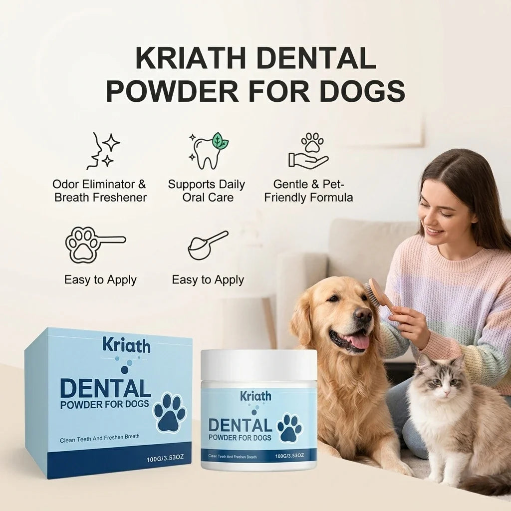 Pet Teeth Cleaning Powder – Plaque & Tartar Remover for Dogs Pet Dental Powder Qme