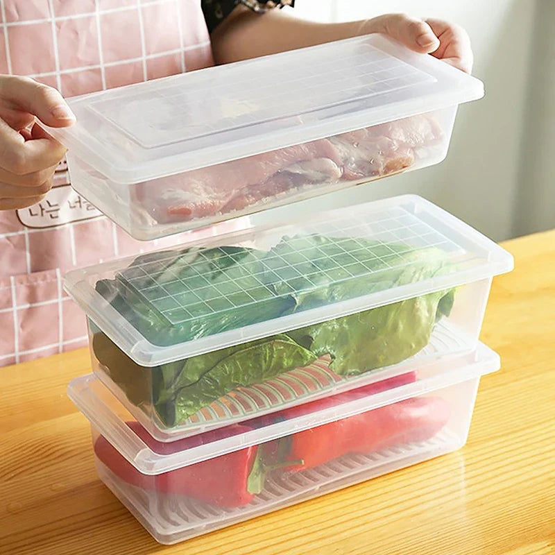 Removable Drain Plate Tray – Food Storage Container for Fridge Food Storage Tray Qme
