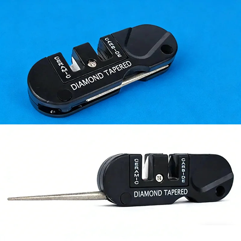 4-in-1 Mini Portable Knife Sharpener – Tungsten, Ceramic & Diamond Portable Knife Sharpener Qst