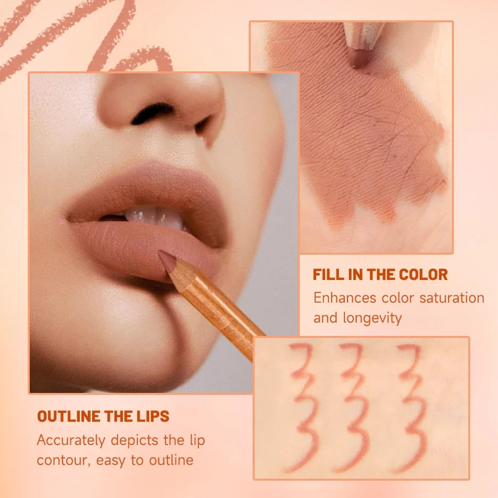 QIBEST Matte Lip Liner Pencil – Smudge-Proof Contour Pen Lip Liner Pencil Qme