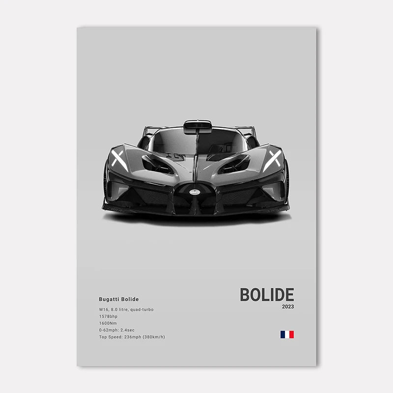 Supercar Canvas Wall Art Poster – M4 P1 Divo STO SVJ Unframed