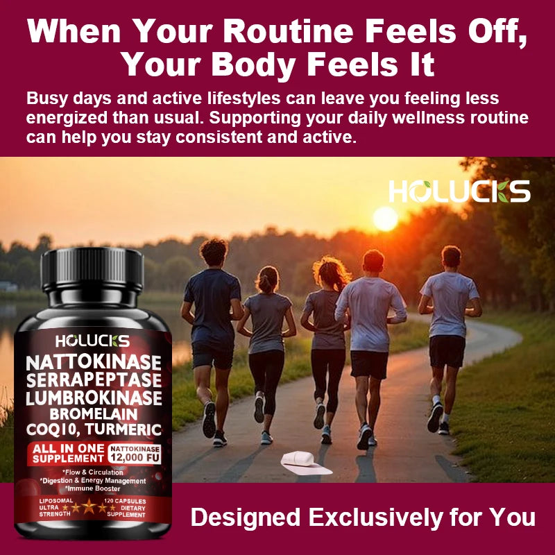 HOLUCKS Nattokinase COQ10 Supplement | Heart & Circulation Dietary Supplement Qst
