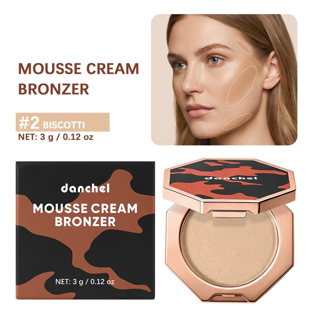 DANCHEL Souffle Mousse Contour Bronzer – Waterproof Long Wear Bronzer & Highlighter Qst 02