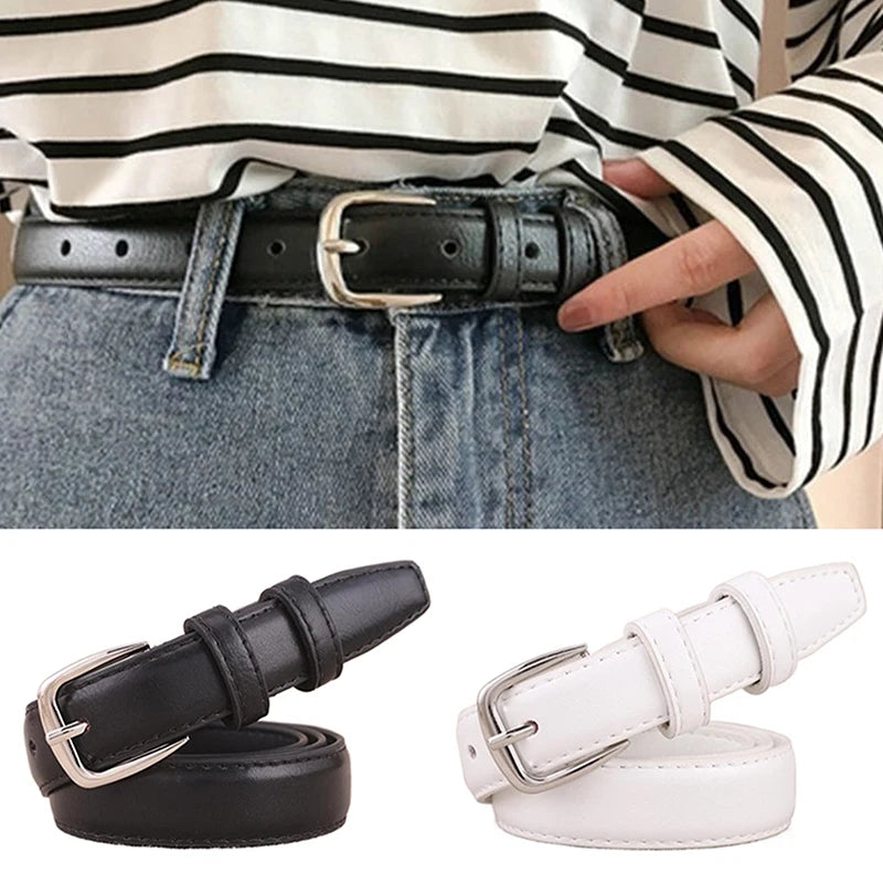Women's PU Leather Metal Buckle Belt for Dresses & Jeans Women's Fashion Belt Qst