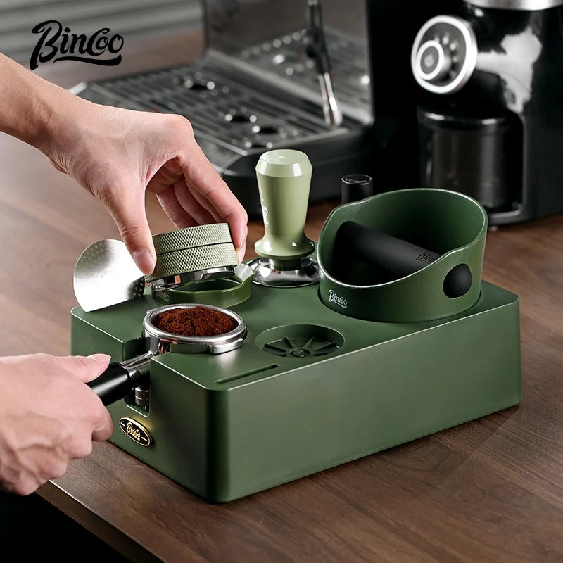 BINCOO 51/58mm Coffee Tamper Base Set & Knock Box Holder Coffee Tamper Set Qst