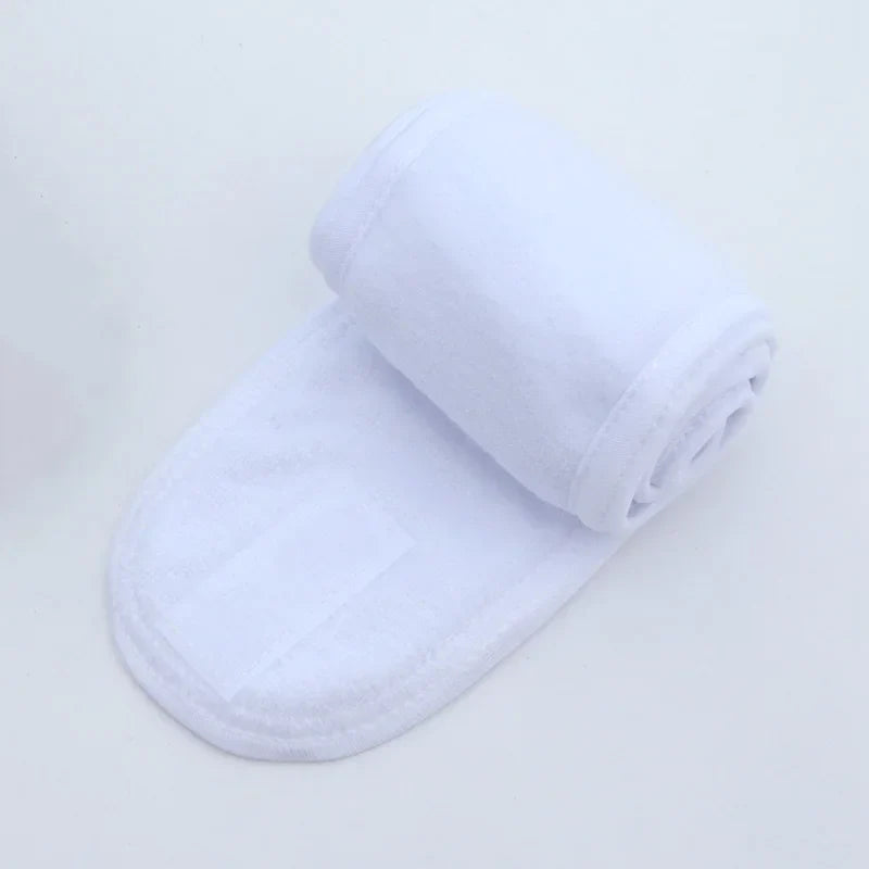 Women's Wide Spa Hairband – Adjustable Cotton Headband Spa Headband Qme WHITE