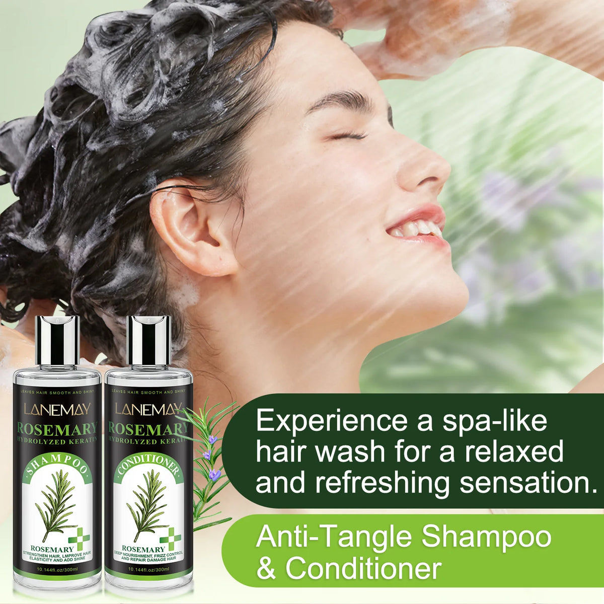 Rosemary Oil & Keratin Shampoo & Conditioner Set | All Hair Shampoo & Conditioner Set Qst