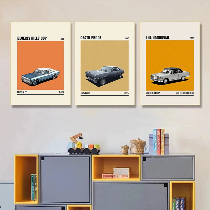 Ghostbusters Minimalist Canvas Print | Colorful Car Movie Poster Canvas Wall Art Qst