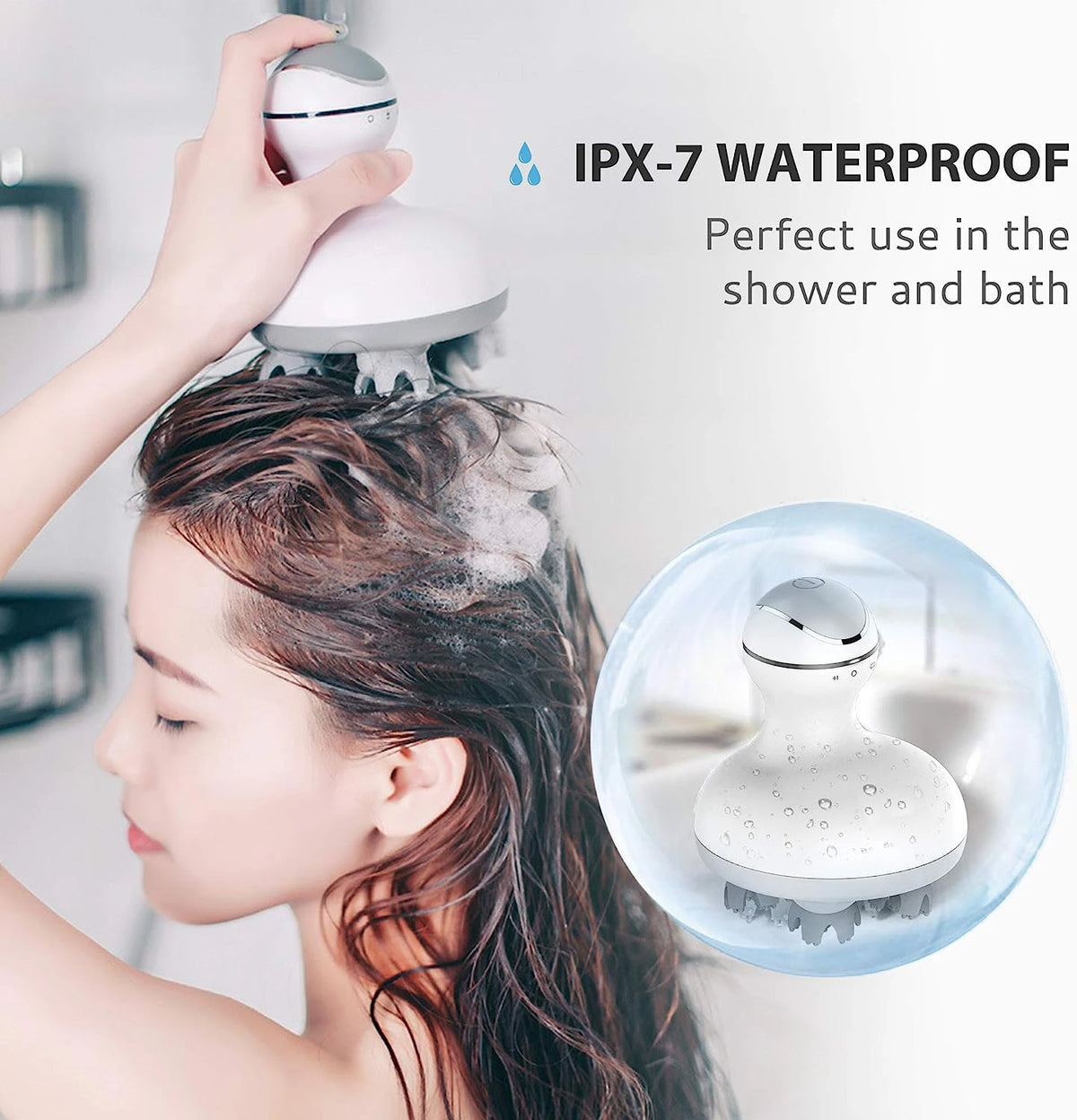 VIMYSHOW Cordless Electric Scalp Massager – 4 Modes, IPX7 Electric Scalp Massager Qst