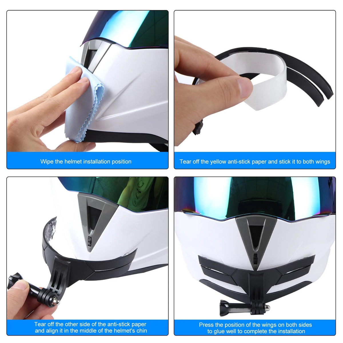 Motorcycle Helmet Chin Mount for Action Camera – Anti-Slip Helmet Camera Mount Qst
