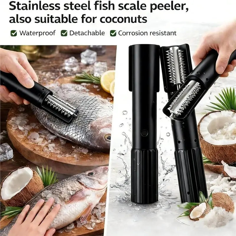 Electric Coconut Grater & Fish Scaler – Cordless Handheld Electric Kitchen Grater Qst