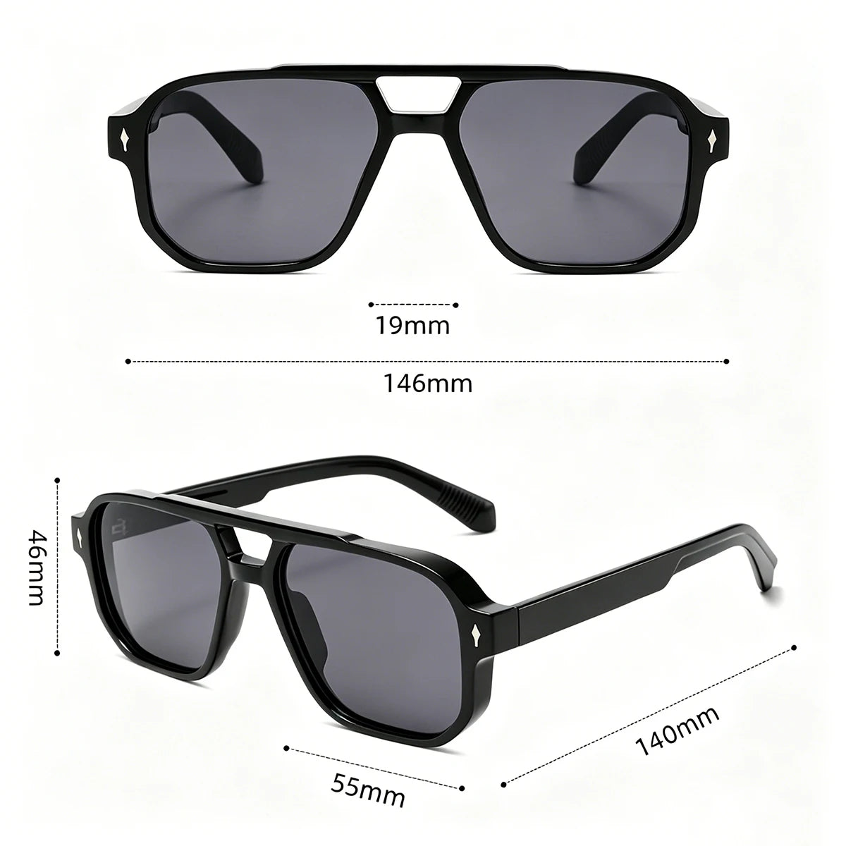 VOPHA Retro Pilot Sunglasses Double Bridge UV400 Unisex Pilot Sunglasses Qst
