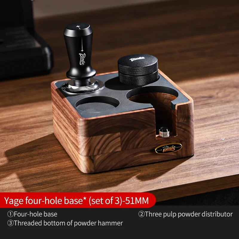 BINCOO 51/58mm Portafilter Storage Base Tamper & Distributor Set Espresso Barista Tool Set Qst 3 Pcs-51MM-B3