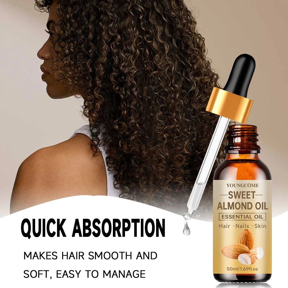 YOUNGCOME Sweet Almond Oil – Hair, Face & Body Moisturizer Facial & Hair Oil Qst