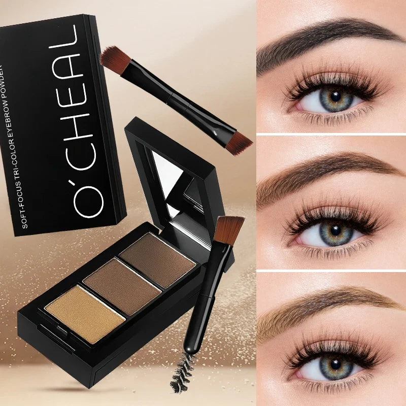 Qme Three-Shade Waterproof Eyebrow Powder – Long-Lasting Eyebrow Powder Qme