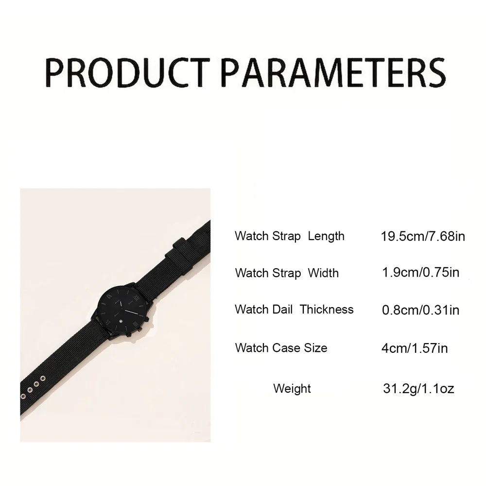 Men's Luxury Leather Quartz Watch & Bracelet Set | Gift Box Quartz Watch Set Qme