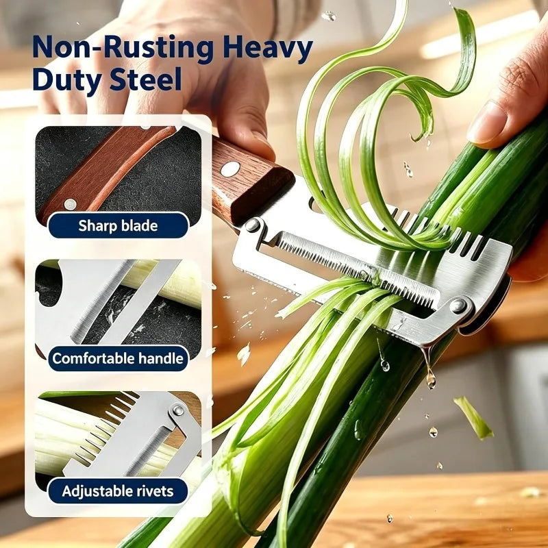3-in-1 Stainless Steel Peeler with Wooden Handle | Qme Kitchen Peeler Tool Qme