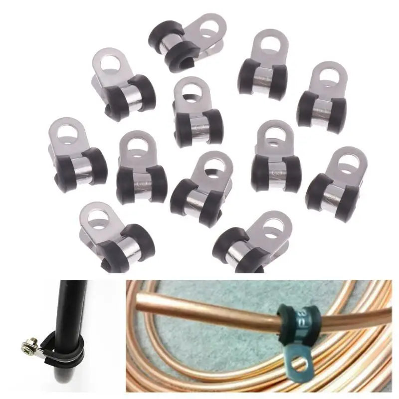Brake & Gas Line Pipe R Clips – Stainless Steel 12-Pack Pipe Fixing Clamps Qme