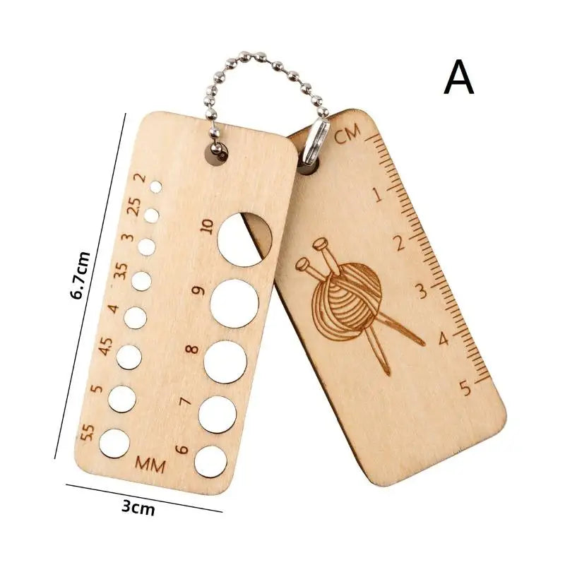 Wooden Knitting Ruler Gauge & Locking Stitch Markers – 6 Colors Knitting Stitch Markers Qme A