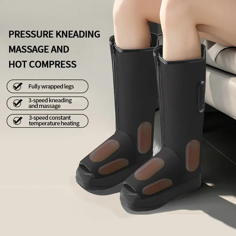 Wireless Air Compression Massage Boots with Heat | 3-Speed Leg Compression Massager Qst